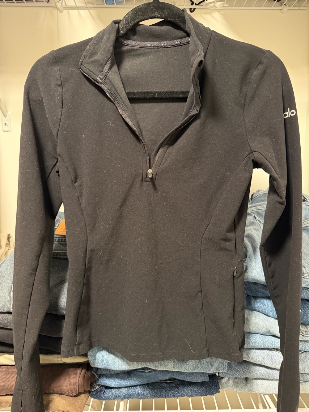 ALO Yoga Black Quarter-Zip Performance Pullover